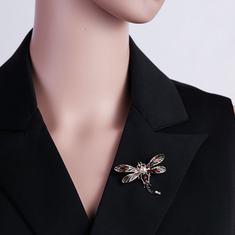 Charm Women Breastpin Aminal Dragonfly Crystal Pearl Brooch Pin Jewelry ...