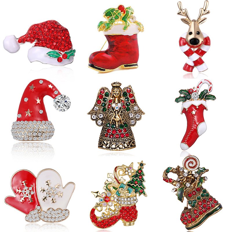Enamel Red Christmas Bell Rhinestone Crystal Alloy Keychain Key Chain Ring Xmas
