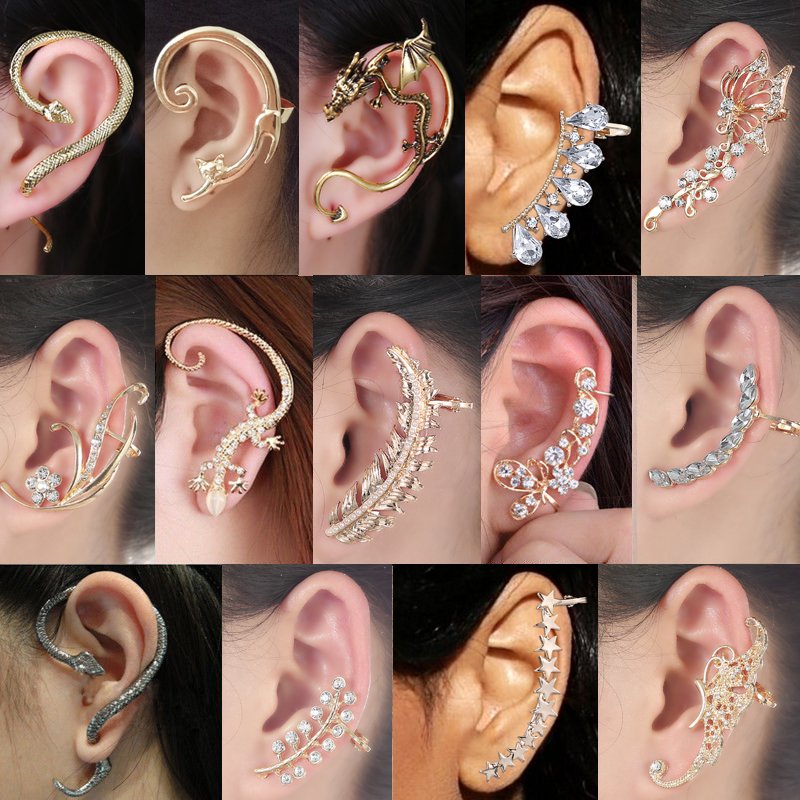 Buy Leaf Earrings Ear Hook Zircon Leaves Ear Cuff for Women Leaves Wrap  Around Ear Earrings for Girls No Piercing Ear Clips Ear Cuff for Women Women  Valentines Day Gift Birthday Gift