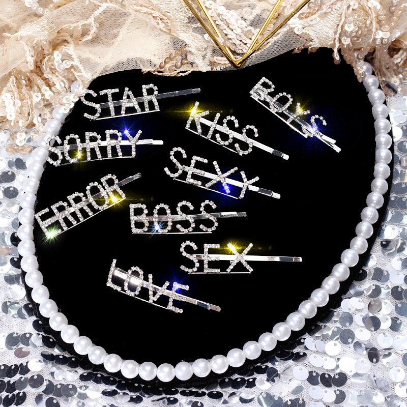 Women Retro Rhinestone Metal Hairpin Crystal Hair Clip Barrettes Color Jewelry~