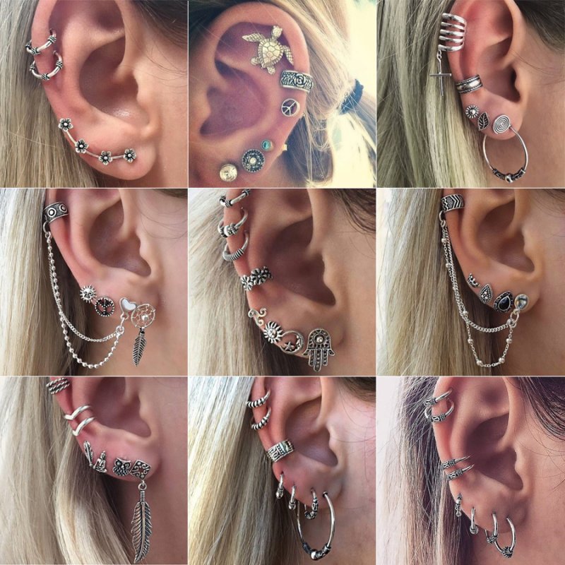 Women Love Heart Earrings Crystal Rhinestone Silver Ear Stud Earrings Jewelr UP