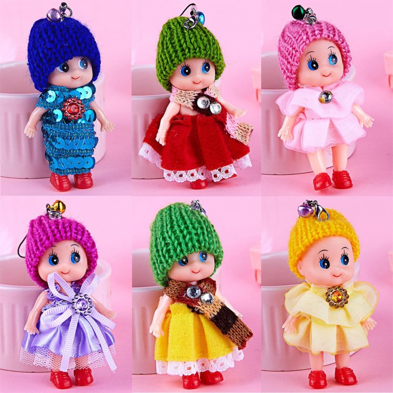 5Pcs Baby Kids Girls Interactive Mini Doll Pendant Keychain Keyring Funny Toys
