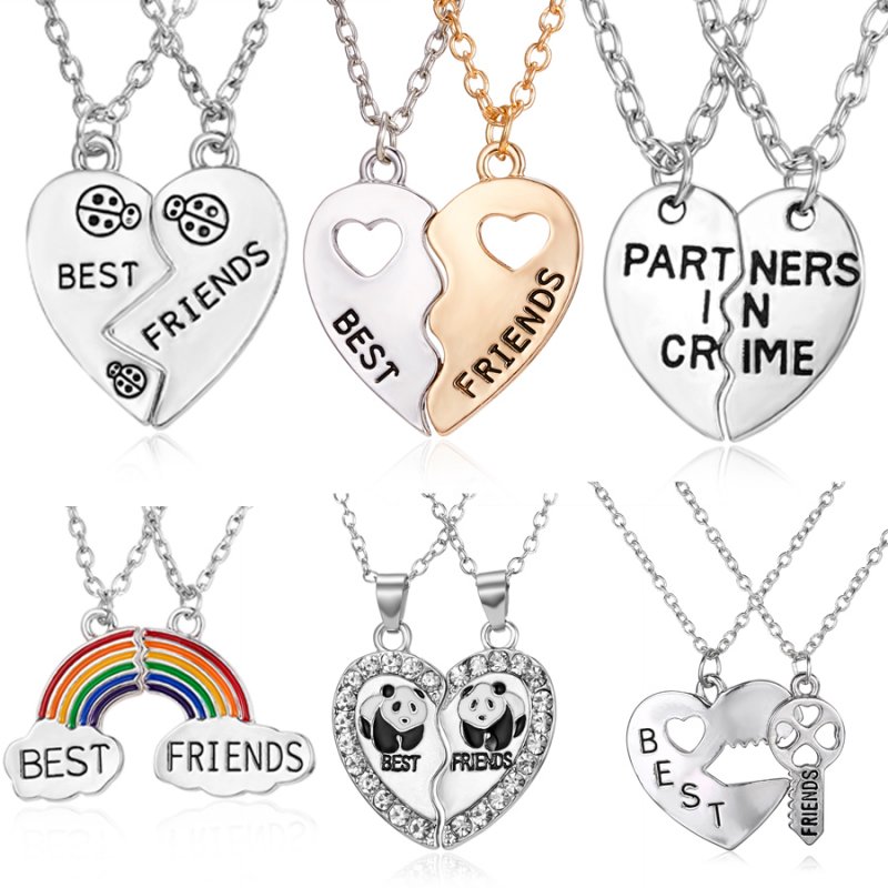 Hot Best Friend Gift Crystal Animal Heart Necklace Pendant Jewelry Friendship