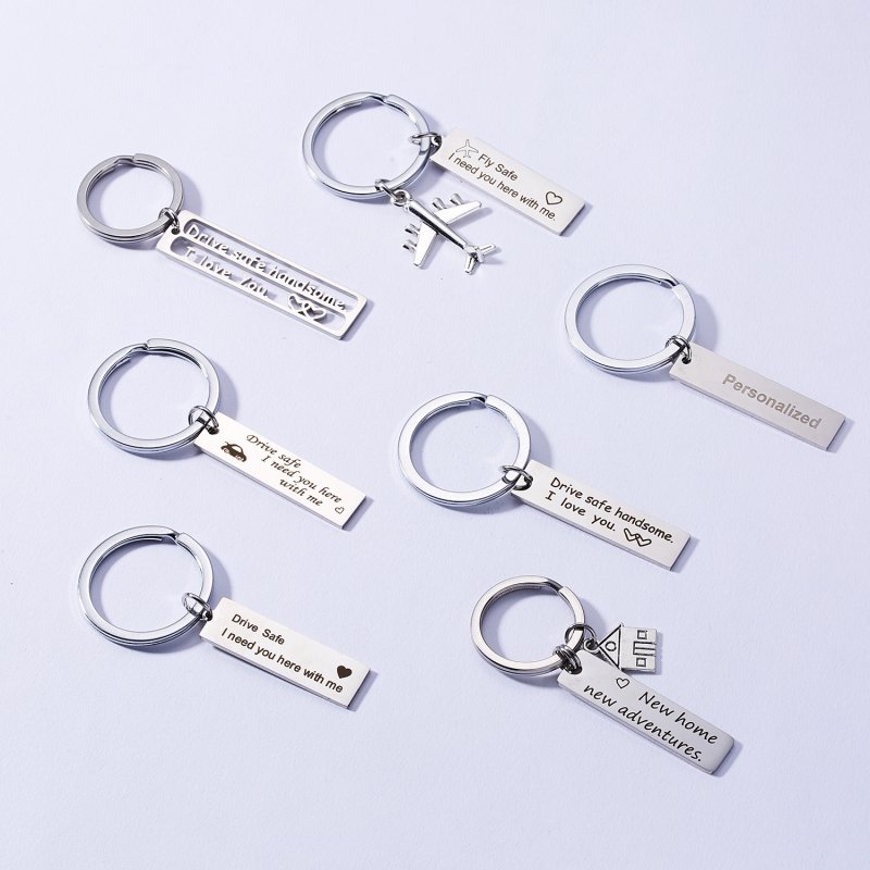 Stainless Steel Custom Keychain Engraved Letters Text Personalized ...