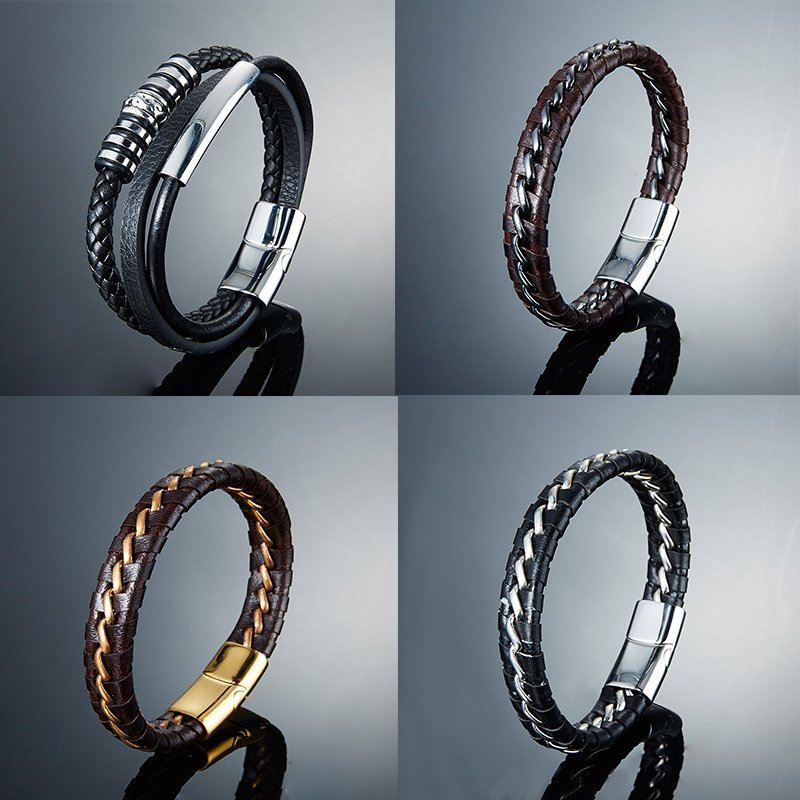 Tressé en Cuir Hommes Bracelet Football Charme Bracelet Surfeur Déclaration Jewlery