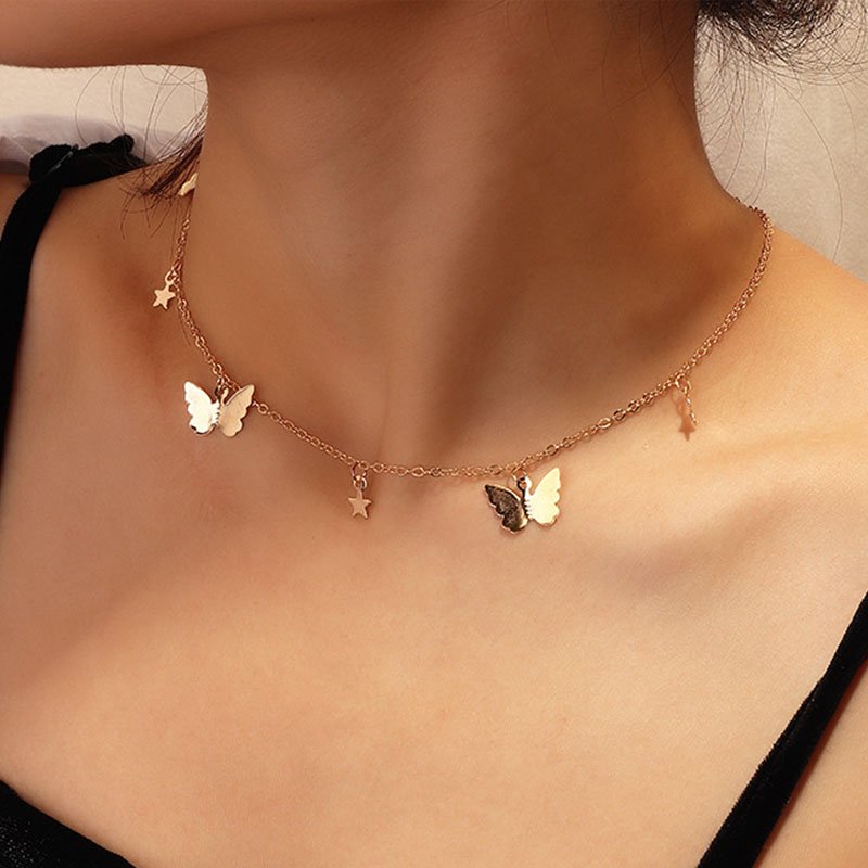 Download Butterfly Star Gold Pendant Necklace Clavicle Short Chain Choker Women Fashion Ebay