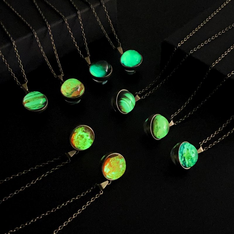 ★VINTAGE HOLLYWOOD★ Galaxy Ball Beads Necklace 1PC Vintage Colorful Galaxy Universe Round Pendant Necklace