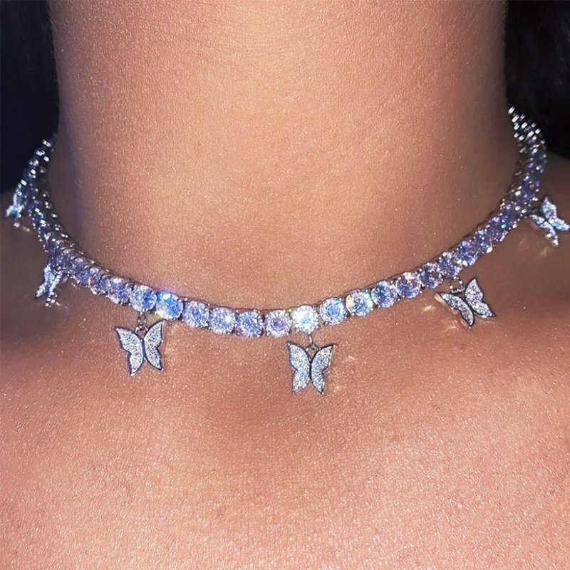 CH01 Simple Butterfly Pendant Clavicle Chain Necklace for Women Chocker Fashion Jewelry Gifts