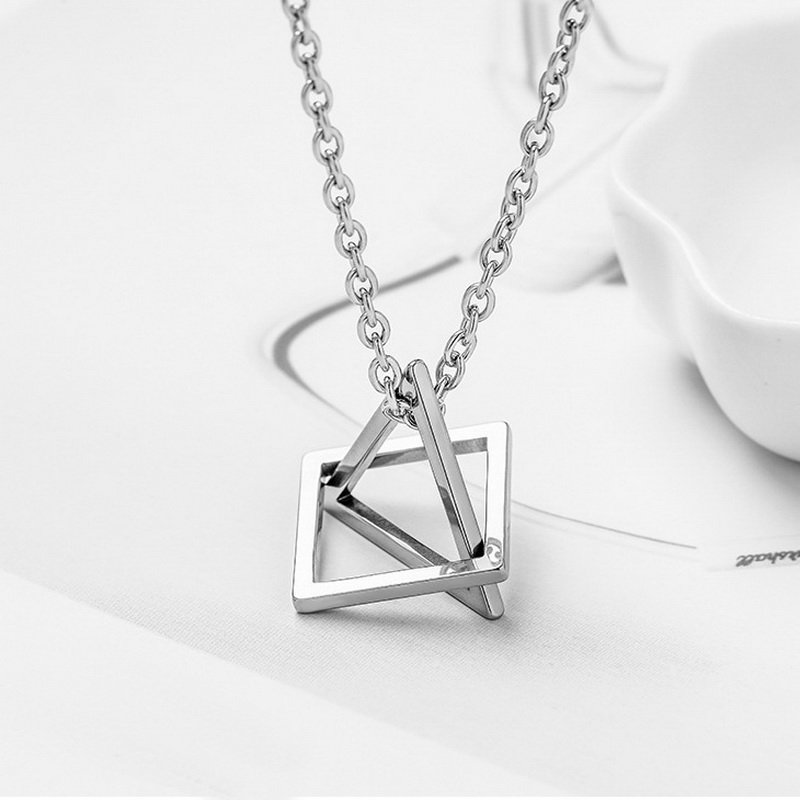 POPULAR SQUARE TRIANGLE PENDANT FOR MEN STAINLESS STEEL GEOMETRIC ...