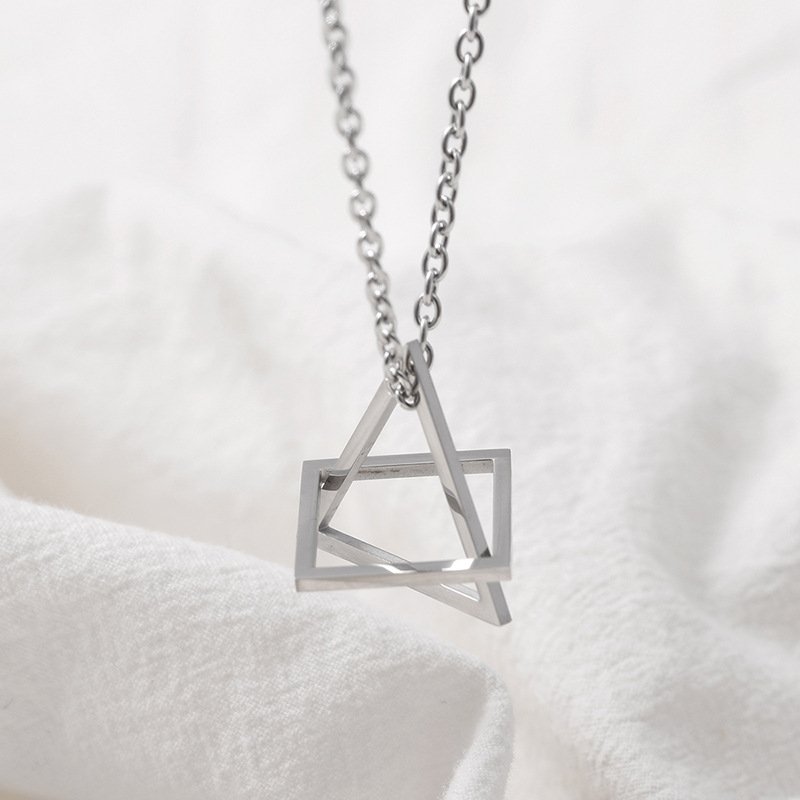 POPULAR SQUARE TRIANGLE PENDANT FOR MEN STAINLESS STEEL GEOMETRIC ...