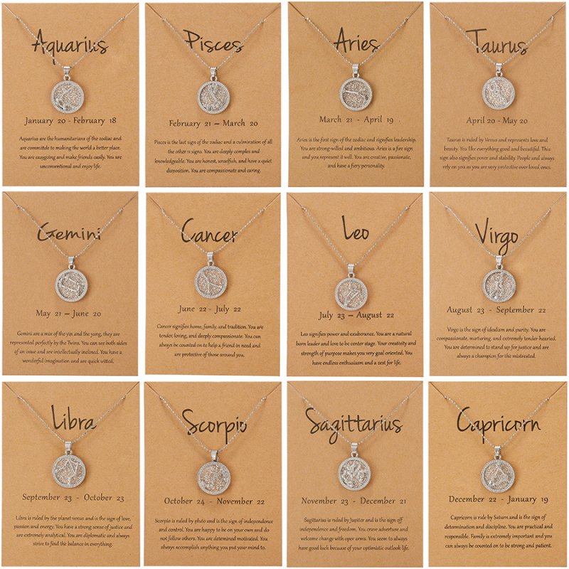 Pendants for Necklaces Zodiac Necklace with Heart Shaped Diamond Pendant  and Constellation Card 1PC