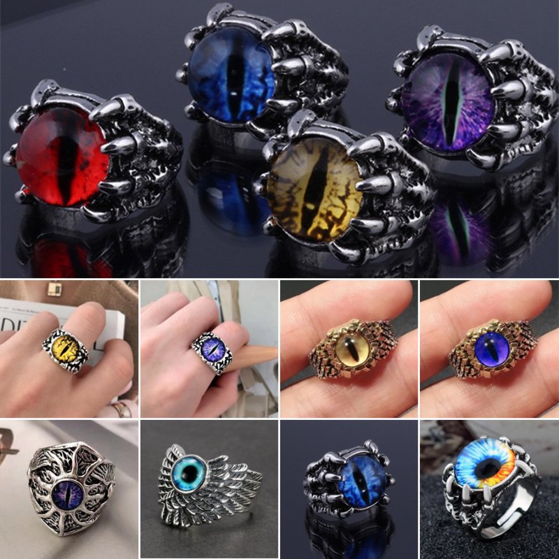 3/5pcs Gothic Claw Rings for Women Men Vintage Adjustable Scroll