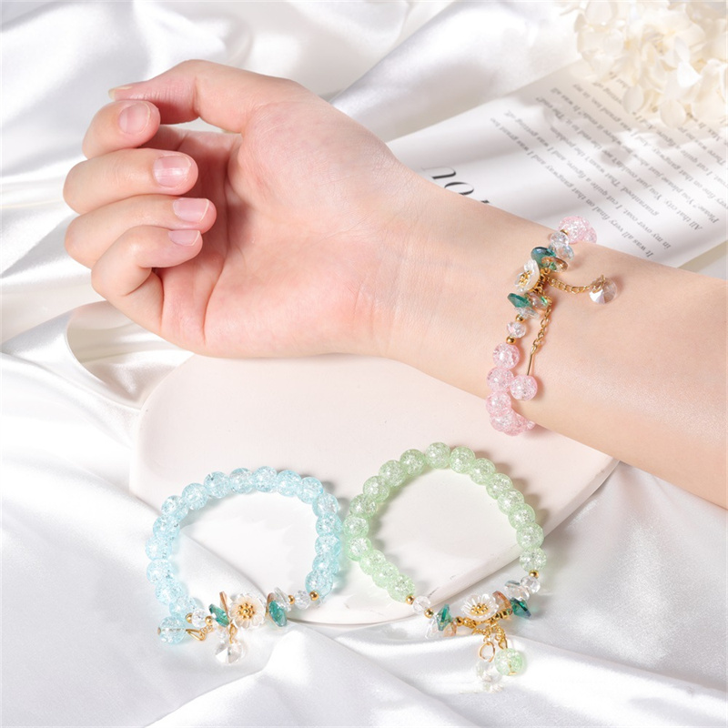 Fashion Crystal Shell Daisy Flower Charm Fortune Bracelet