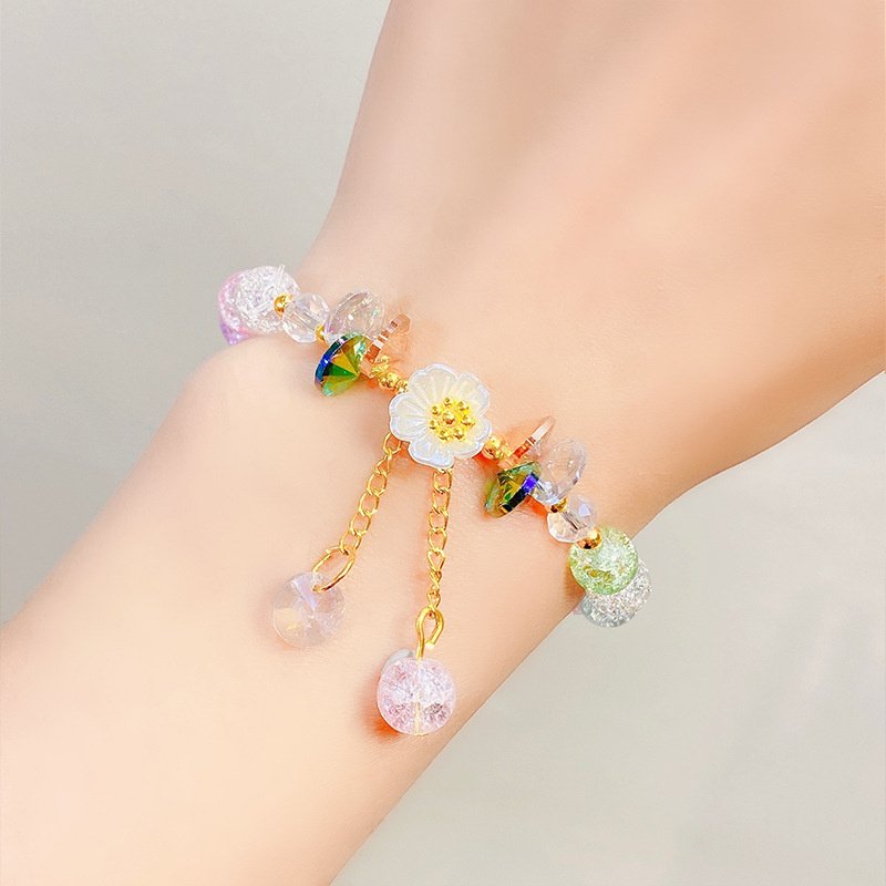 Fashion Crystal Shell Daisy Flower Charm Fortune Bracelet