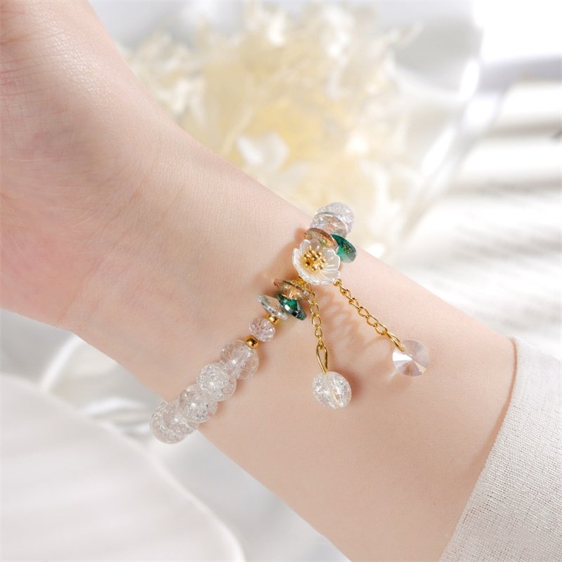 ブレスレット Daisy Gemstone Bracelet (5 color) Fashion Crystal Shell Daisy Flower Charm Fortune Bracelet