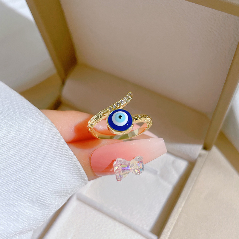 Evil Eye Rings Gold Plated Moon Zircon Open Ring Women Men Evil Eye Rings Gold Plated Moon Zircon Open Ring Women Men